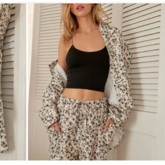 new FREE PEOPLE Early Morning 100% cotton Sleep SET! Ivory Combo 257  3T2M - Picture 1 of 12